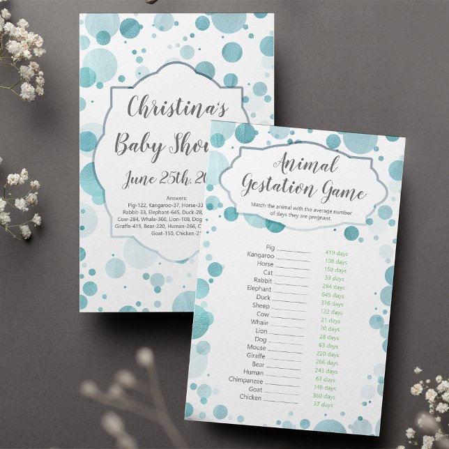 "Djurgestation" Blue Dots Baby Shower Game (Skapare uppladdad)