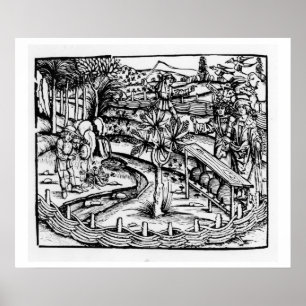 Djurhållare i lycklig som håller bin, illustration poster
