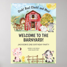 Djurhållare på gården Barn 3:e födelsedag Välkomst Poster