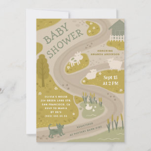 Djurhållare Rustic Land, babystövel på landsbygden Inbjudningar