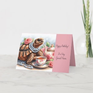 Djurhälsningskort med Tortoise Tea Party Meddelande