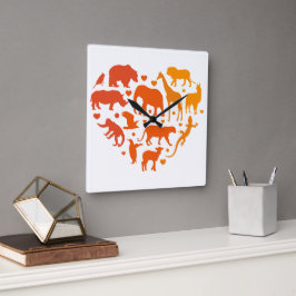 Djurhjärta, gåva till djur i älskare fyrkantig klocka