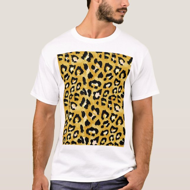 Djurhud, vattenfärg Leopard Sömlös. T Shirt (Framsida)