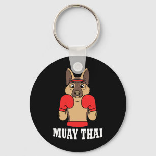 Djurhumor Thailändsk kickboxning Rolig hund Muay T Nyckelring