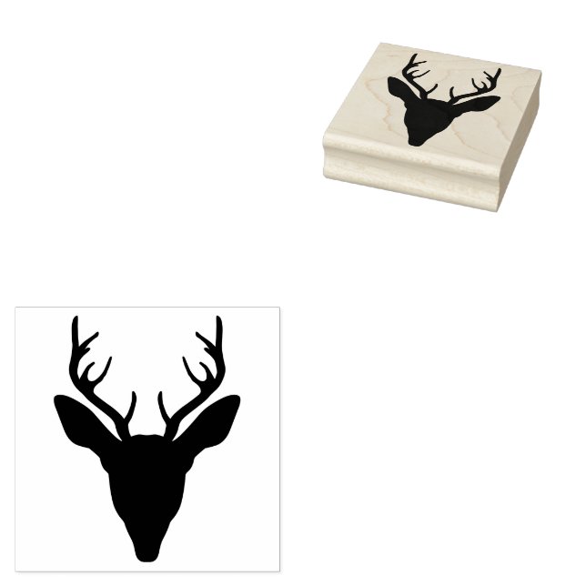 Djurhuvud Siluett Med Horn Stämpel (Stämplad)