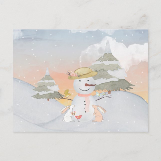 Djurillustration för djur av snö från vinterdjuret vykort (Framsida)