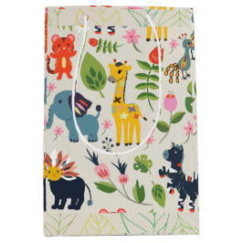 Djurjungle Pastel Löv Mönster