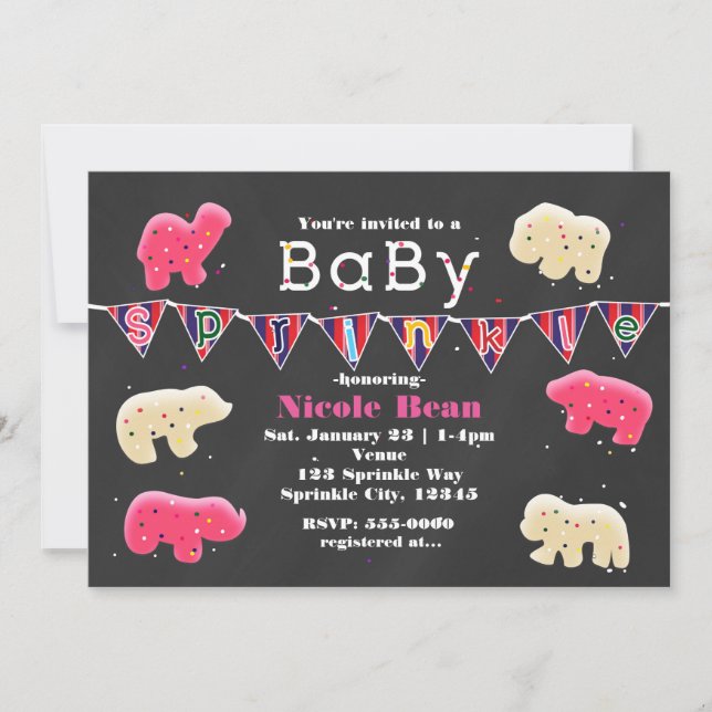 Djurkakor Baby Shower Strössel Inbjudningar (Framsida)