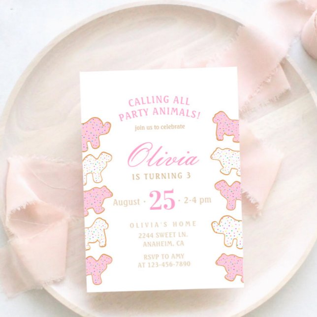 Djurkakor med frostingsprinkler direkt nedladdning inbjudningar (Skapare uppladdad)