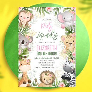 Djurkalas Safari Djungel Zoo Barnkalas Inbjudningar