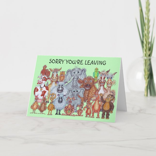 Djurkarikatyr Lämnande Kort (Framsida)
