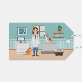 Djurklinik Veterinär Kvinna Husdjur Djur Doktor Presentetikett