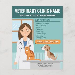 Djurklinik Veterinärkliniken Djur Sjukhus Flygblad