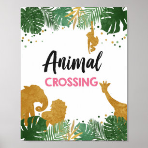 Djurkorsning Safari Animals Birthday-tecken Poster