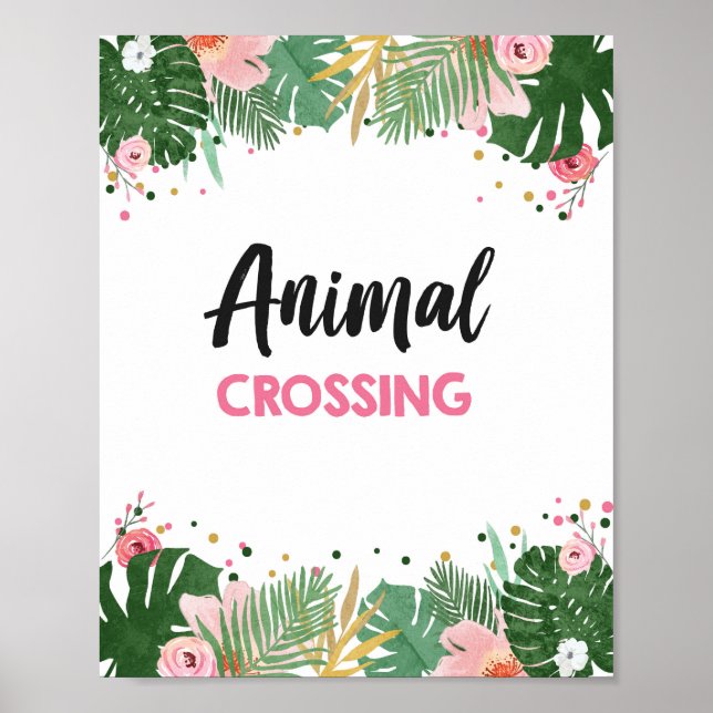 Djurkorsning Tropical Safari Girl Birthday Sign Poster (Framsidan)