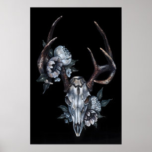 Djurkranium med blommor- Giclee tryck från
