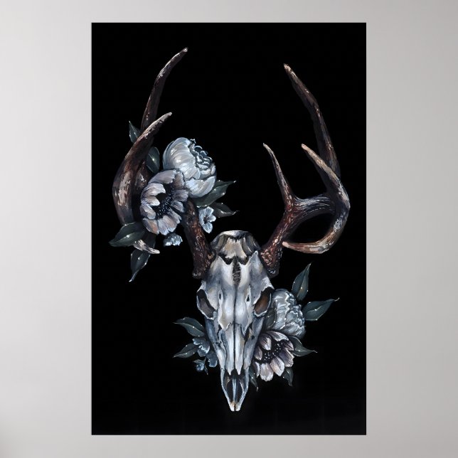 Djurkranium med blommor- Giclee tryck från (Framsidan)