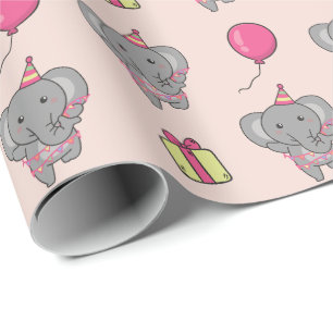 Djurkute Elephant Barns födelsedag Party Presentpapper
