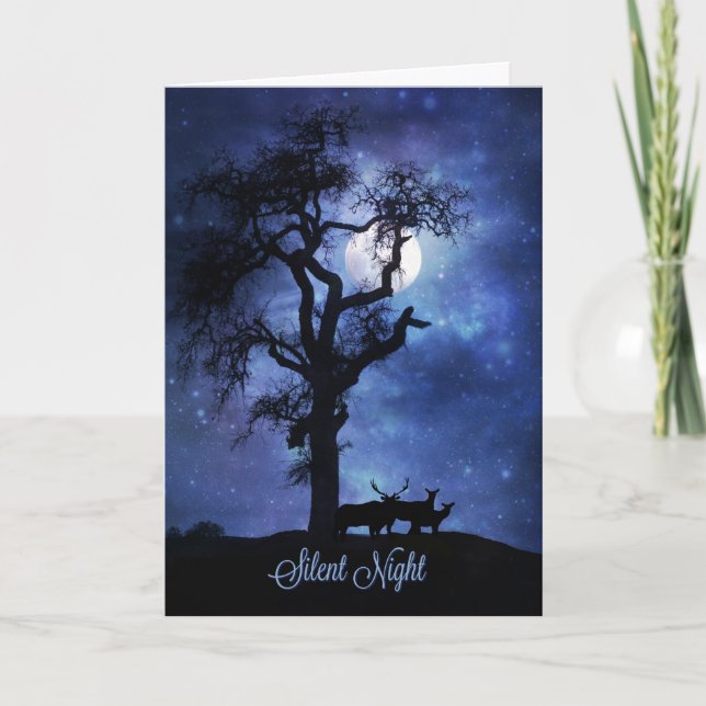 Djurlivnaturjulkort, tyst natt helgkort (Framsida)