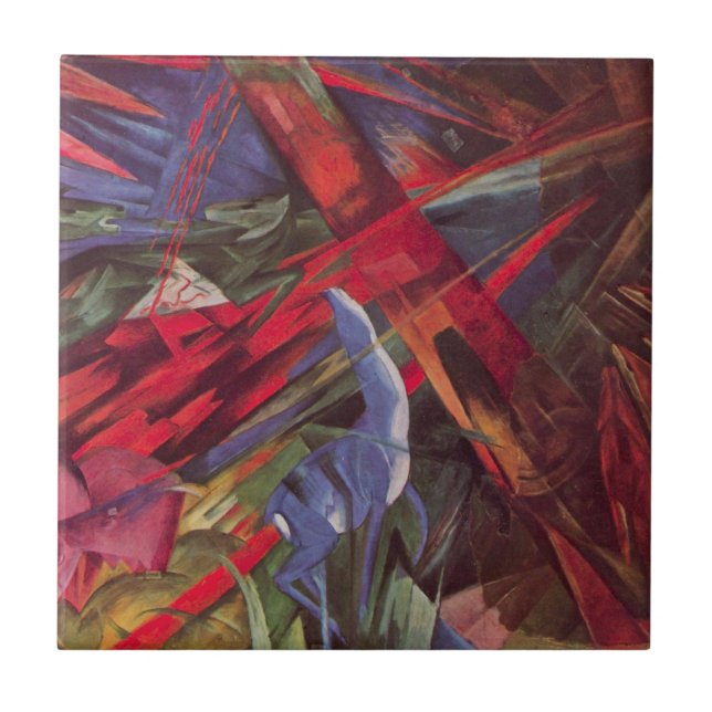 Djurmaten av Franz Marc, Vintage Cubism Art Kakelplatta (Framsidan)
