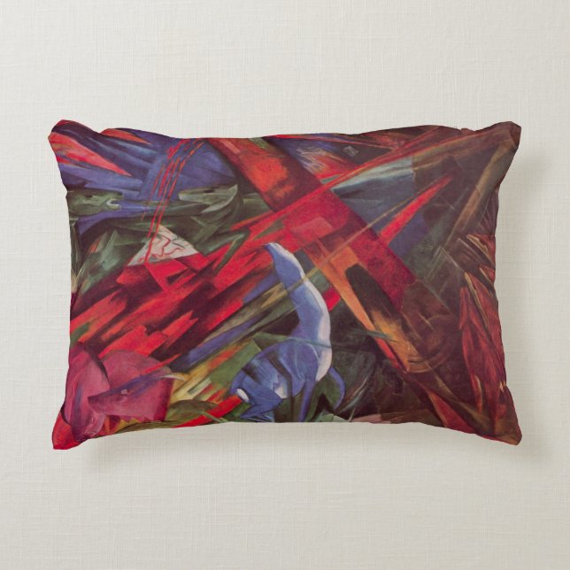 Djurmaten av Franz Marc, Vintage Cubism Art Prydnadskudde (Framsidan)