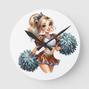 Djurmönstrad Cheerleader Rund Klocka