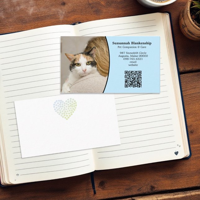 Djuromsorg Anpassningsbar QR-kod och foto Visitkort (QR code & photo business card template front and back)