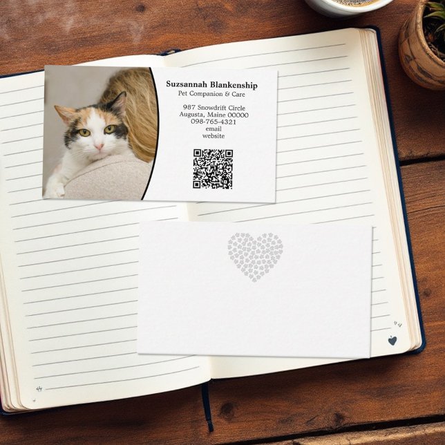 Djuromsorg Anpassningsbar QR-kod och foto Visitkort (Custom photo and QR code business card front and back )