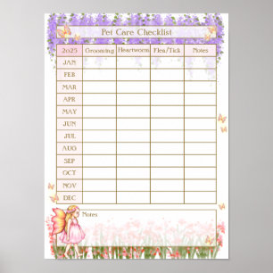 Djuromsorg checklistlogg Flower Fairy Girl in Gard Poster