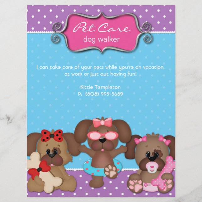 Djuromsorg Flyer Veterinarian Dog Walker (Framsidan)