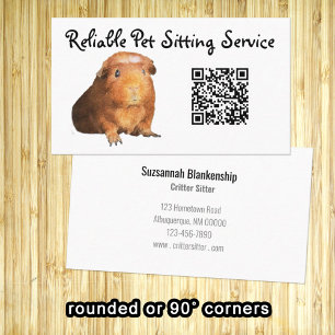 Djuromsorg för Brown Guinea Gris Photo & QR Code Visitkort