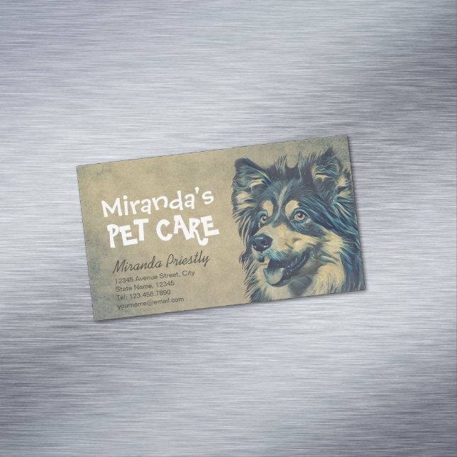 Djuromsorg Grooming Sitta Adsible Tecknad hund Magnetiska Visitkort (In Situ)