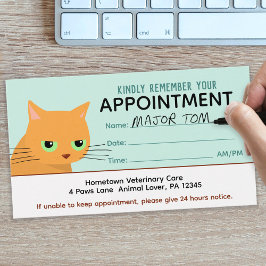 Djuromsorg Möte påminnelse för Funny Cat Visitkort