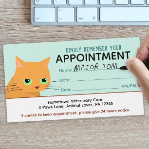 Djuromsorg Möte påminnelse för Funny Cat Visitkort