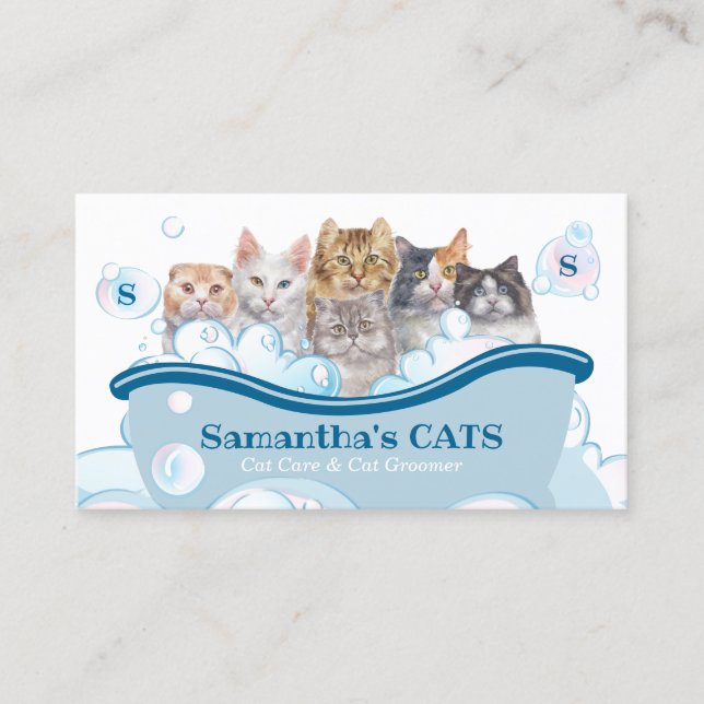 Djuromsorg spa Salon Sitta Bathtub Groomer Cat Visitkort (Framsida)