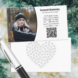 Djuromsorg Svartvit Anpassningsbar QR-kod och foto Visitkort