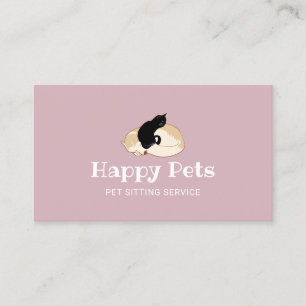 djuromsorg tjänst för Cute Hund & Cat Pet Sitta Visitkort