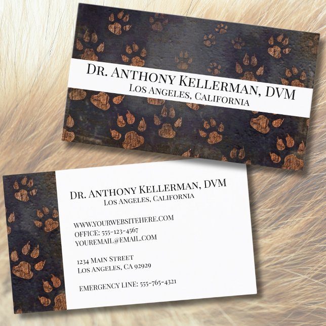 Djuromsorg veterinär för utskrift av kliniska pärm visitkort (Paw Print Veterinarian Business Card)