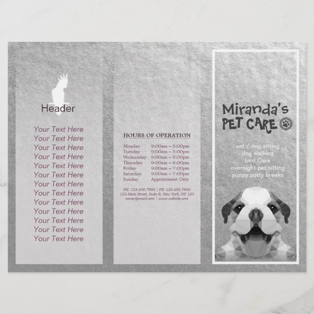 Djuromsorga Sitta Grooming Salon Tri-Fold Brochure (Framsida)