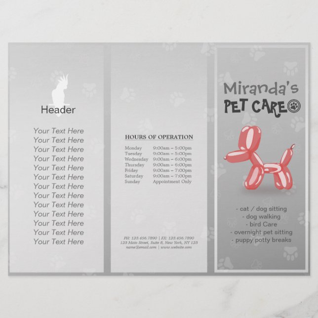 Djuromsorga Sitta Grooming Salon Tri-Fold Brochure (Framsida)