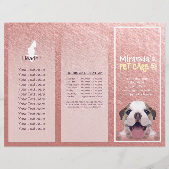 Djuromsorga Sitta Grooming Salon Tri-Fold Brochure (Framsida)