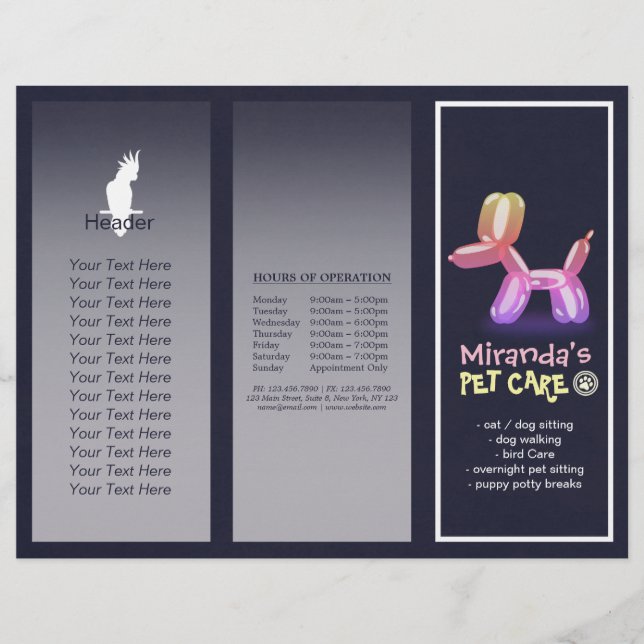 Djuromsorga Sitta Grooming Salon Tri-Fold Brochure (Framsida)