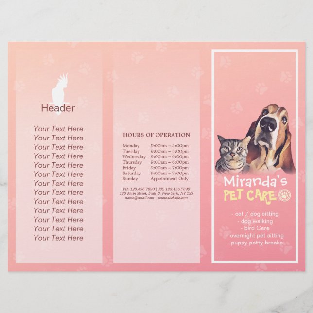 Djuromsorga Sitta Grooming Salon Tri-Fold Brochure (Framsida)