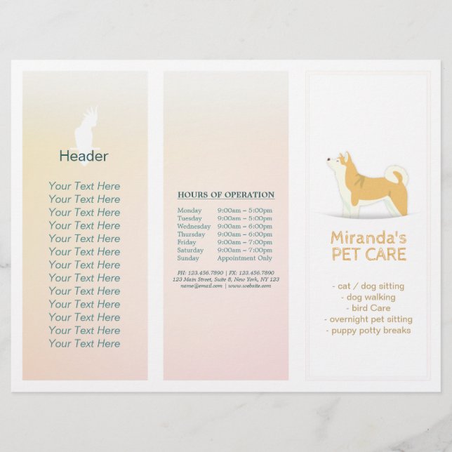 Djuromsorga Sitta Grooming Salon Tri-Fold Brochure (Framsida)