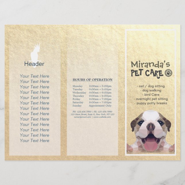 Djuromsorga Sitta Grooming Salon Tri-Fold Brochure (Framsida)