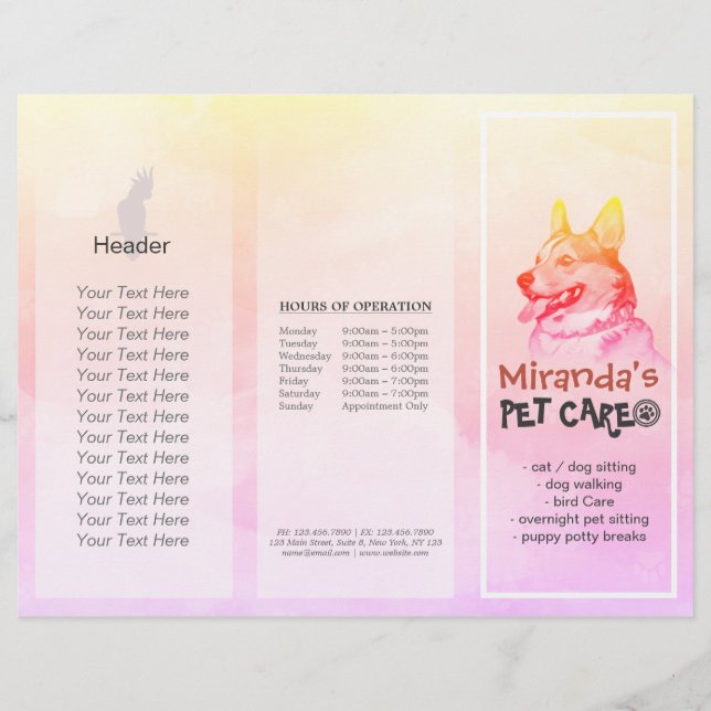 Djuromsorga Sitta Grooming Salon Tri-Fold Brochure (Framsida)