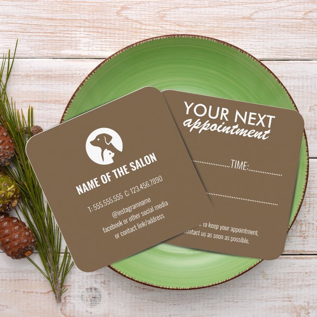 Djuromsorgt avtalat elegant med Logotyp Tidsbeställning Kort (Pet Care Appointment Card with Logo & Cute Animal Art)