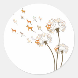 Djuröverlämningar Goat Dandelion Flower För manar Runt Klistermärke