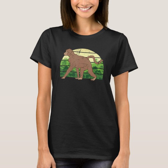 Djurpark Djur   Djungel Schimpans Retro Apa T Shirt (Framsida)