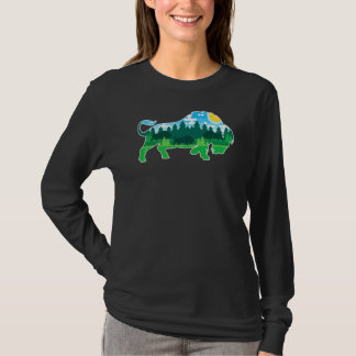 Djurpark Utomhus Djur Camping Människor Buffalo Bi T Shirt